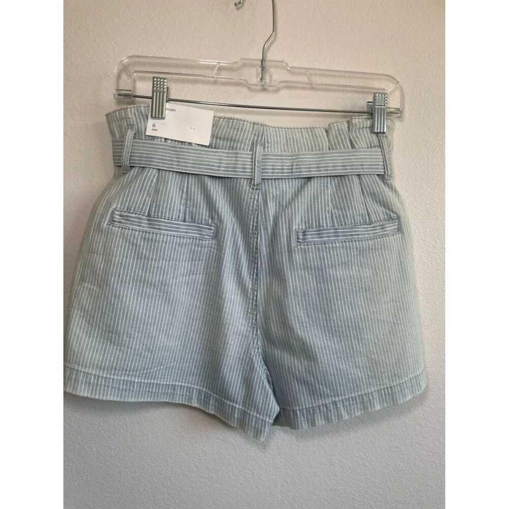 NWT American Eagle Mom Shorts - 6 Blue White Stripe Paperbag (FLAWED)